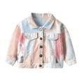 thumbnail image 1 of Esaierr Kids Boys Girls Tie Dye,Denim Outerwear,Kids Long Sleeve Multicolor Button down Short Denim Jacket for Baby 3M-6Y, 1 of 6