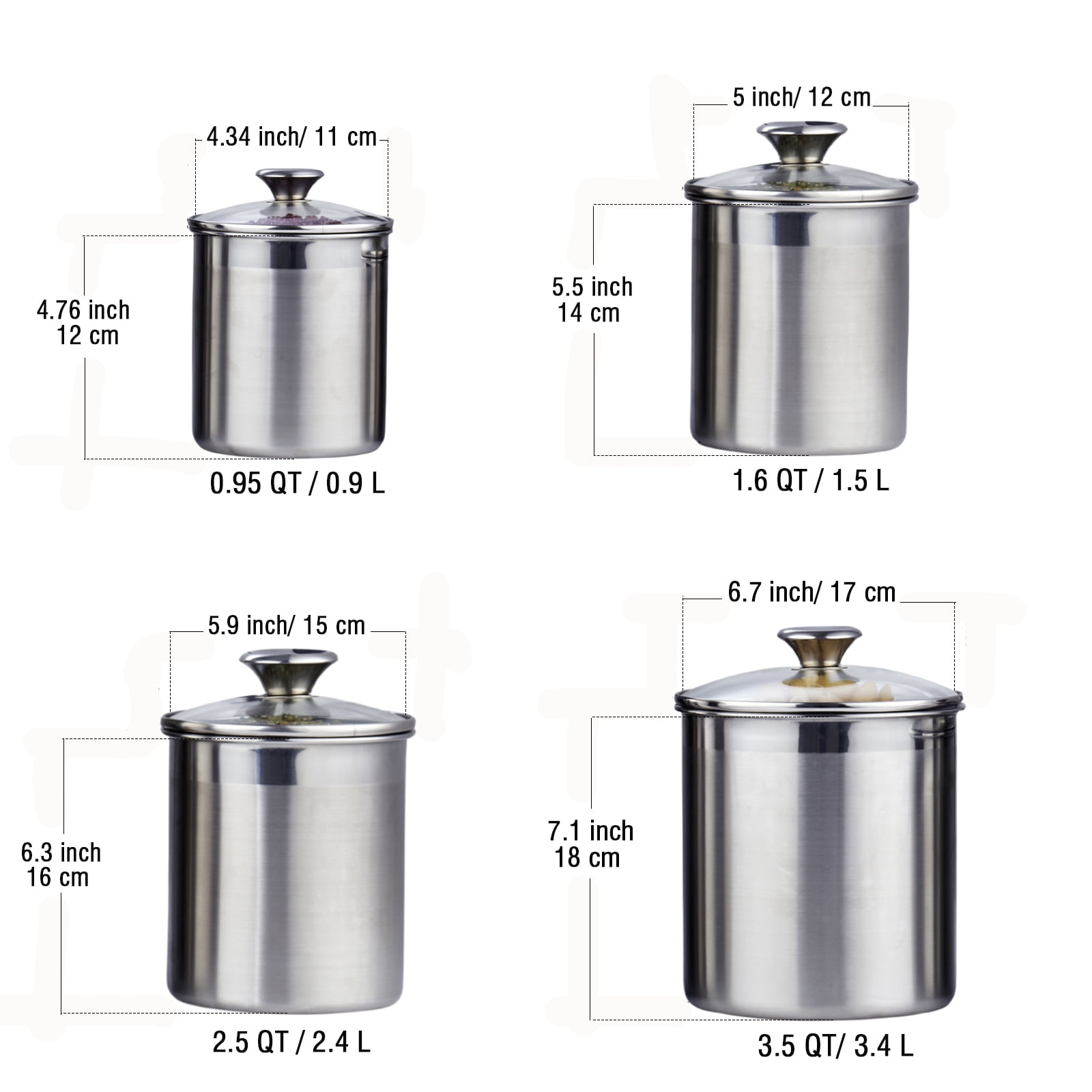 0.5-1.5 L Glass Airtight Storage Canister with Stainless Steel