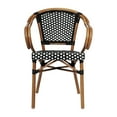 thumbnail image 6 of Merrick Lane Set of Two Stacking Thonet French Bistro Style Chair with Arms, Black & White PE Rattan Seat, and Bamboo Metal Frame for Indoor/Outdoor Use, 6 of 15