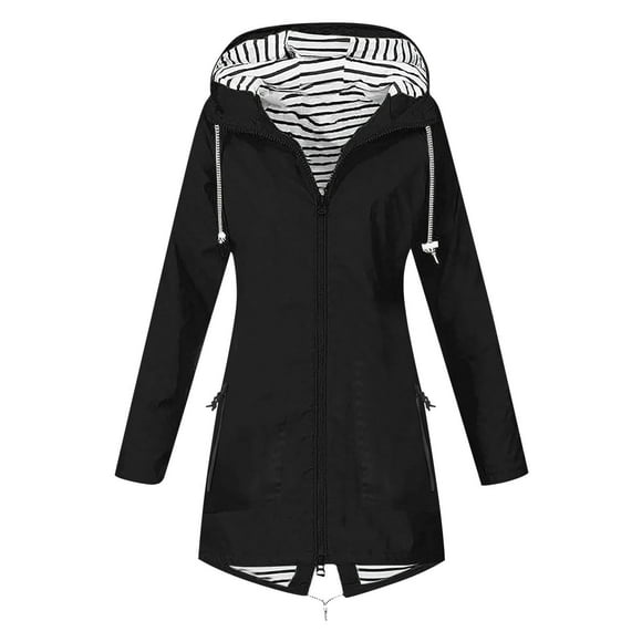 WRKEKC Manteau de Pluie Imperméable Léger pour Femme à Capuche Coupe-Vent Manteau d'Extérieur avec Poches Couleur Unie