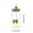 thumbnail image 3 of Vaso de agua de vidrio con tapa y pajita – Vaso térmico de 450 ml para café, té o bebidas frías – Pajita de vidrio reutilizable y funda protectora para el hogar, la oficina o para uso en exteriores., 3 of 6