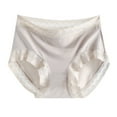 thumbnail image 1 of Women Solid Color Lace Mid Rise Breathable Polylactic Crotch Seamless Nude Briefs, 1 of 2