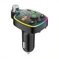 thumbnail image 2 of Car Bluetooth 5.0 Wireless Handsfree FM Transmitter, Radio MP3 Adapter Player, Dual USB Charging (3.1A Fast Charge), Bluetooth Music/USB Playback, Noise Elimination, Colorful Breathing Light, 12v-24v, 2 of 9