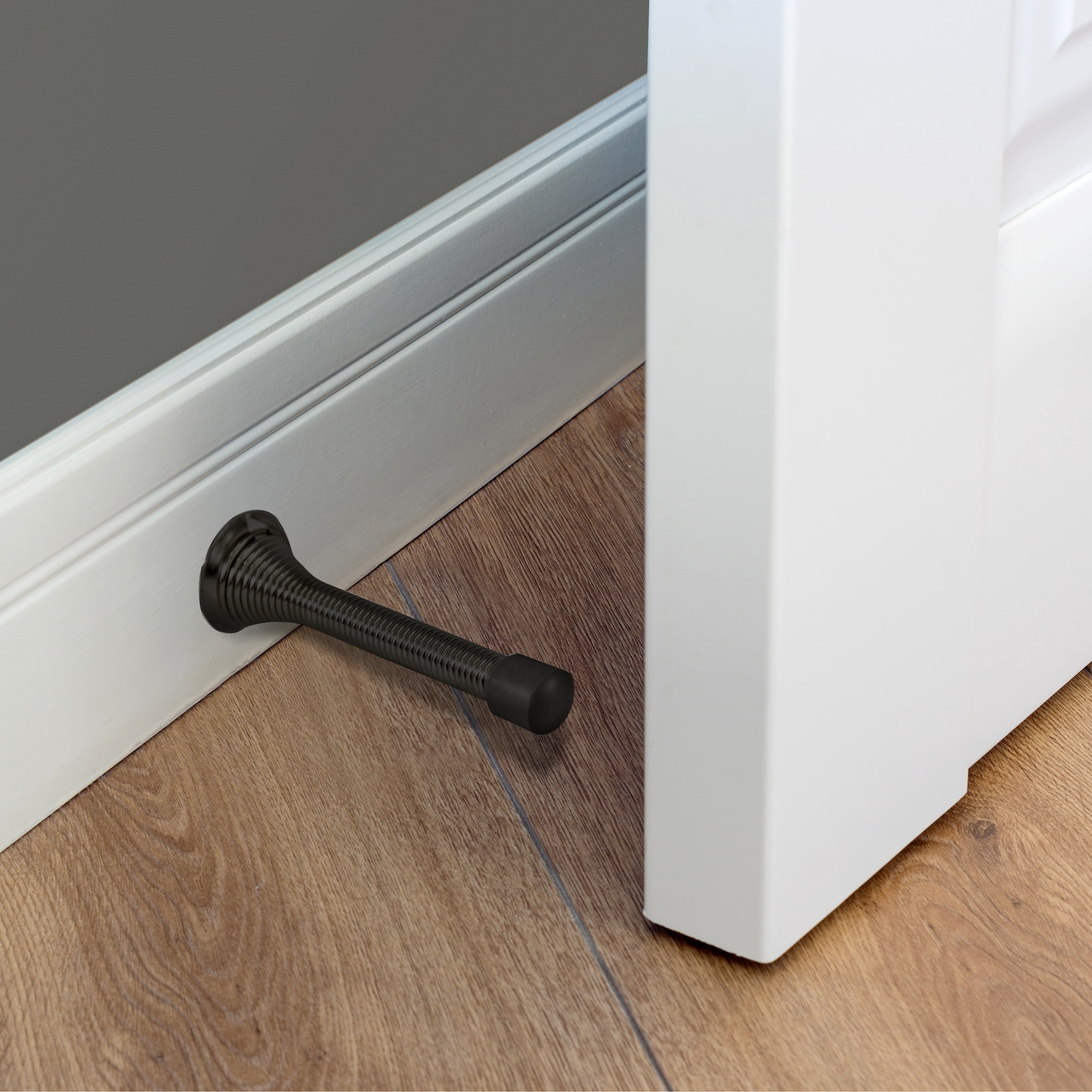 Design House 10-Pack Spring Door Stop Wall Protector with Rubber Tip, Matte Black
