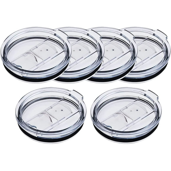 Splash Resistant Tumbler Lids 20 oz 6 Pack,Tumbler Lids Spillproof 20 oz For Ye-ti Rambler, Old Style RTIC, Ozark Trails and more Cooler Cup (Transparent Slide, 20 OZ 6 Pack)