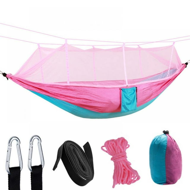 Hamac de Camping avec Filet Hamac Double Léger Hamac Portable pour la Randonnée en Plein Air Intérieure Camping Randonnée Voyage Arrière-Cour Plage