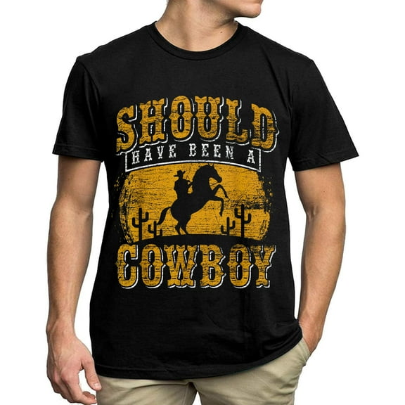 Men Tops Should Have Been a Cowboy Retro Horse Riding Western Cowboy T-Shirt Graphics Shirt Casual Crew Neck Shirts Gift Tee