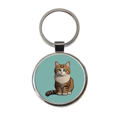 Munchkin Cat Sitting Metal Round Keychain
