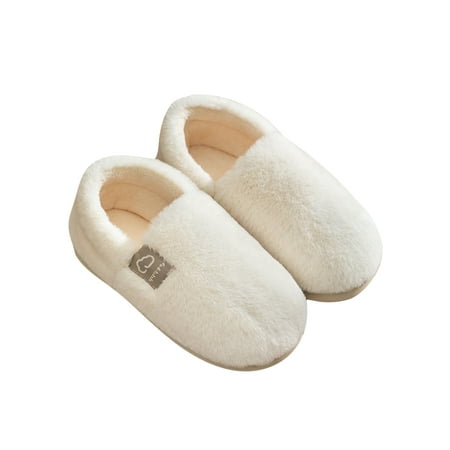 

UKAP Unisex Plush Slipper Fluffy Winter Warm Slippers Faux Fur House Shoes Breathable Home Shoe Bedroom Slip On Casual White 7-7.5