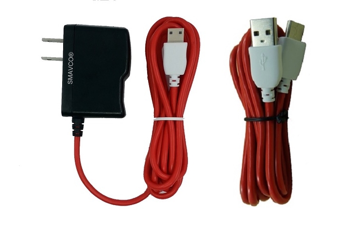 smavco Bundle AC to DC Wall Travel Home Power Charger Adapter and Red