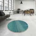 thumbnail image 3 of Ahgly Company Indoor Round Patterned Turquoise Green Area Rugs, 3' Round, 3 of 6