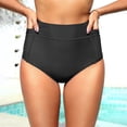 thumbnail image 6 of Bikini Bottoms, Duoif High Waisted Swim Bottoms with Pockets Women's Swimwear Black L, 6 of 9
