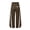 Brown, variant on Womens Contrast Side Stripe Capri Wide Leg Pants Dual Side Hand Pockets Adjustable Drawstring Elastic High Waist Curved Split Hem Loose Casual Trousers