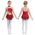 thumbnail image 3 of Oyolan Robe de Patinage Artistique Sans Manches à Paillettes en Maille Florale pour Filles Enfants Rouge 16, 3 of 7