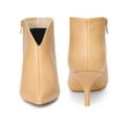 thumbnail image 5 of BLISSFUL STEP Pointed Toe V Cutout Stiletto Heel Ankle Booties for Women Nude (Size 6), 5 of 6