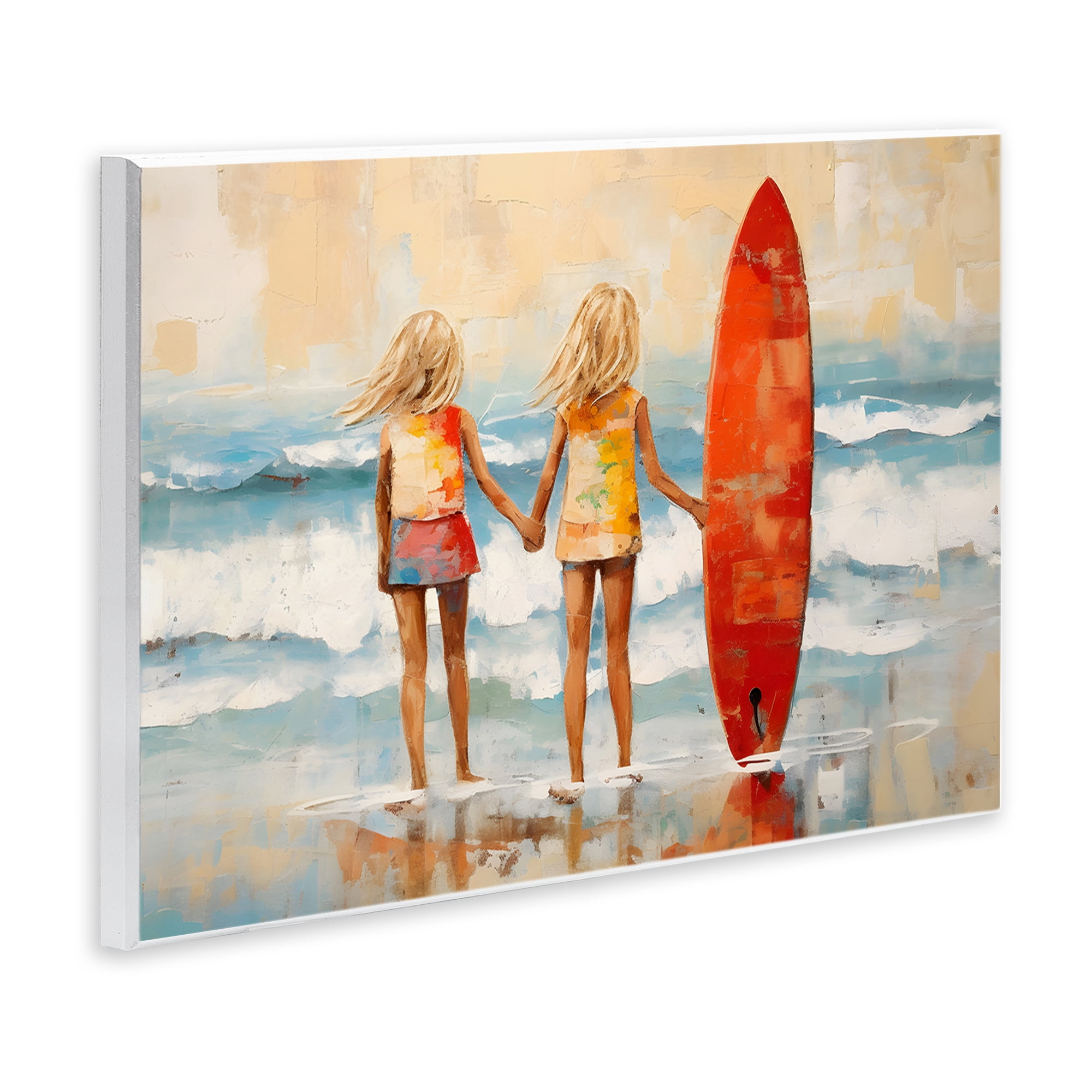Stupell Industries Kids & Beach Surfboard People Painting Unframed Art Print Wall Art, 19 x 13