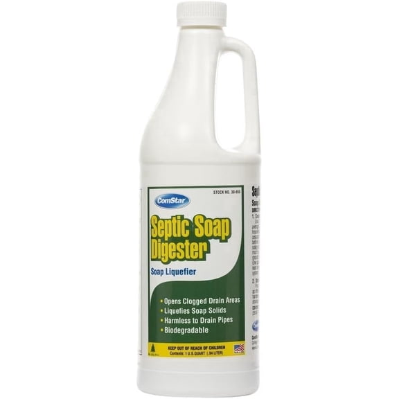 Comstar Septic Soap Digester, 1 Quart, Fast-Acting Drain Cleaner for Soap Buildup, Opens Slow Drains and Restores Flow, Safe for Pipes and Septic Systems, Long-Lasting Performance (30-655)