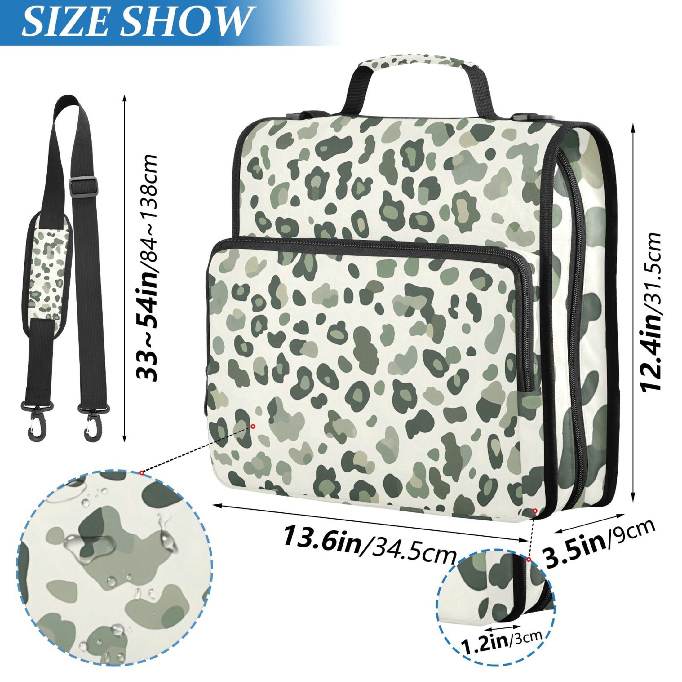 ALAZA Zipper Binder Leopard Green-a1 3 Ring Trapper Keeper File Folder Organizer Bag