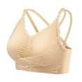 thumbnail image 4 of Xijirk Women Wireless Bra with Front Closure Lace Adjustable Straps Soft Stretch for Daily Casual Loungewear,Beige,S, 4 of 5
