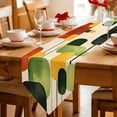 thumbnail image 2 of Green Abstract Table Runner Linen Burlap Table Runner 72 Inches Long Geometric Simple Lines Vintage Art Dresser Scarves for Kitchen Island Coffee Dining Party Wedding Banquet Holiday Decor 18"x72", 2 of 8