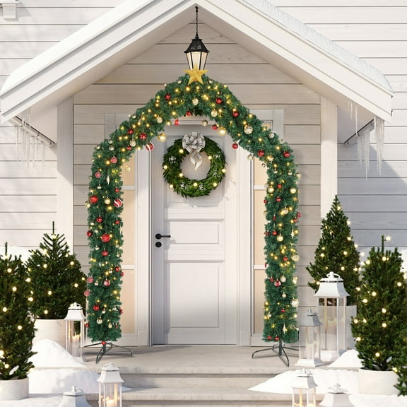 Zimtown Christmas Garland Christmas Tree Arch Archway 8.5ft Christmas Decorations for Holiday Garden Front Courtyard