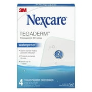 Nexcare Tegaderm Waterproof Dressing, Hospital Grade Bandages, 4" x 4 3/4", 4 Count