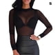 thumbnail image 5 of Camiseta básica Minnieouse mujer Sexy manga larga transparente Negro S, 5 of 6