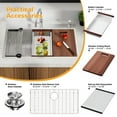thumbnail image 5 of 33" x 22" Workstation Kitchen Sink, Stainless Steel Drop-In or Undermount Single Bowl Sinks 18 Gauge Basin with Accessories, 5 of 9