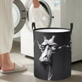 thumbnail image 4 of Laundry Basket, Monochrome Giraffe Expression Laundry Hamper Waterproof Laundry Bag Clothes Hamper Laundry Bin with Handles for Bedroom, Living Room, Kids Room, 4 of 6