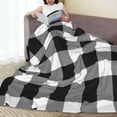 thumbnail image 6 of Rateoe White And Black Plaid Print Fuzzy Fleece Throw Blanket Extra Large,Super Soft,Fluffy and Warm Blankets for Couch,Bed,All Season Use (60"x50"), 6 of 8