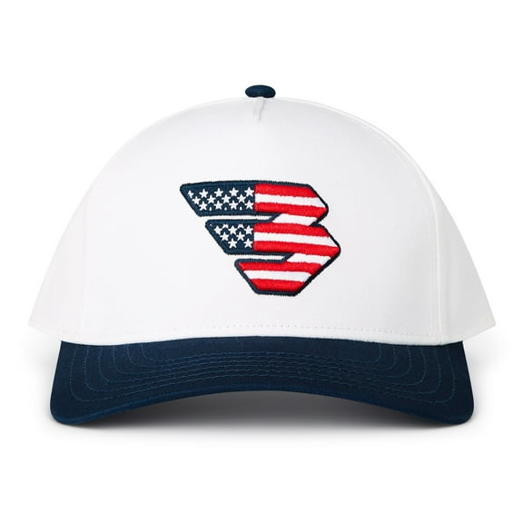 Burlebo Men's White Patriotic Flying B Signature Snapback Cap