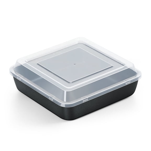 Walchoice Square Baking Pan with Lid, 8 x 8 inch Stainless Steel Cake Brownie Pan with Cover, Nonstick Metal Bakeware for Baking