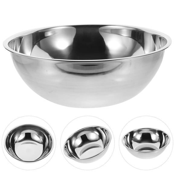 NUOLUX Plated Silver Stainless Steel Basins Anti-Slip Design for Kitchen Storage 3Pcs