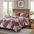 thumbnail image 2 of HoneiLife Juego de edredón tamaño Queen – Colcha de microfibra de 3 piezas, colcha reversible, juego de cama de retazos, funda de cama ligera, colchas florales, colchas para todas las estaciones, colo, 2 of 5