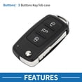 thumbnail image 3 of Carcasa de llave remota de entrada sin llave de 3 botones Unique Bargains para VOLKSWAGEN Caddy 2011-2013, 3 of 7
