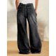 thumbnail image 2 of Jeans Flamingals de pierna ancha con cordón a la mitad de la cintura, negros, para mujer, 2 of 5