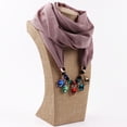 thumbnail image 1 of Bufanda de gasa con perlas de espejo y collar de aleación para mujer, bufanda de primavera, otoño e invierno, 1 of 6