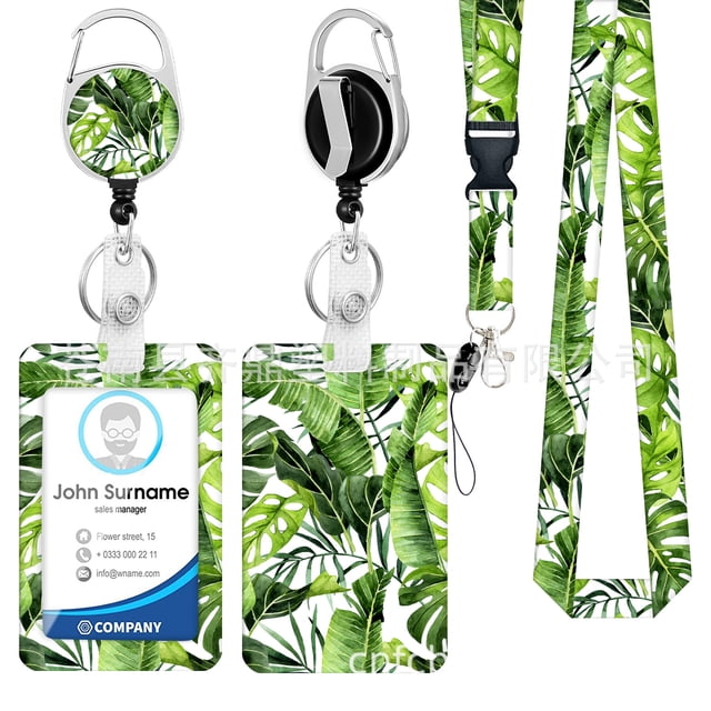 Cordón de plumas de poliéster con transferencia térmica, hebilla fácil de levantar, de arcoíris, redondo, de aleación de zinc, con diseño floral de PVC, para tarjetas y certificados
