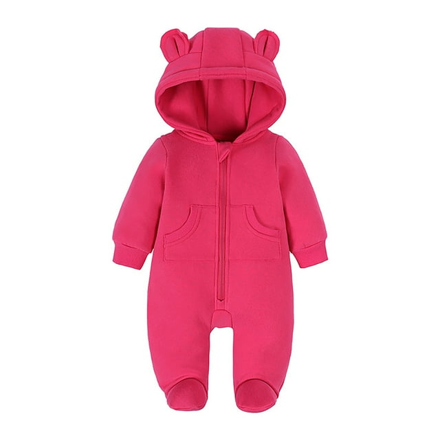 PMVFHDE Combinaisons Garçons Manches Longues Solides Automne Hiver Combinaisons Enfants Justaucorps & Combinaisons une-Pièce Rouge, 3-6 Mois