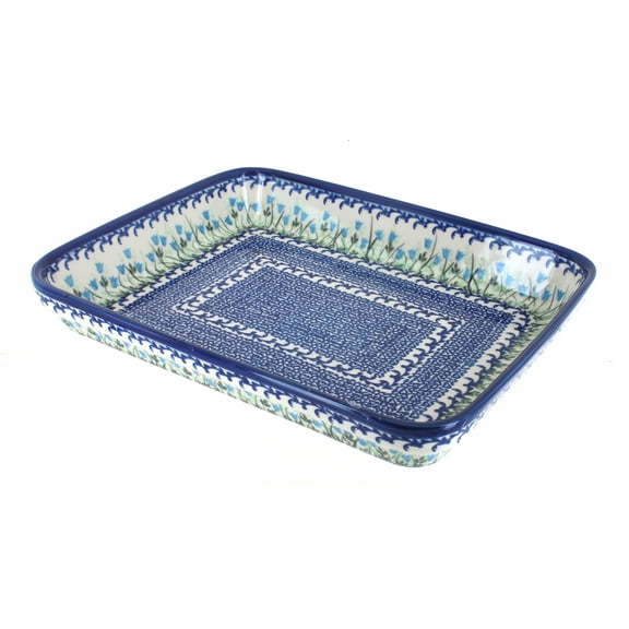 Blue Rose Polish Pottery Misty Medium Rectangular Baker