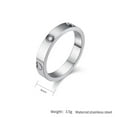 thumbnail image 2 of PAMTIER Unisex Stainless Steel 4mm Simple Elegant Thin Stackable Round Crystal Inlay Heart Signet Ring Couple Wedding Band Silver Size 6, 2 of 5
