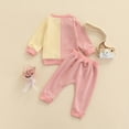 thumbnail image 4 of Baby Girls 2Pcs Fall Clothes Rainbow Print Sweatshirt Long Sleeve Pullover Top Solid Color Trousers, 4 of 7