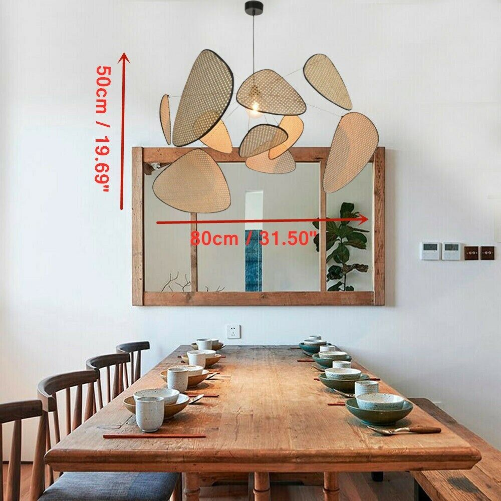 Miumaeov Bamboo Wicker Chandelier Pendant Light Rattan Hanging Lamp Chandelier Light Fixture for Bedroom Dining Room Cafe Bar