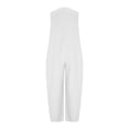 thumbnail image 5 of Dazajoo Womens Cotton Linen Jumpsuits Casual Button Down V Neck Wide Leg Overalls with Pockets Summer Lightweight Vacation Travel Rompers,White,XL, 5 of 6