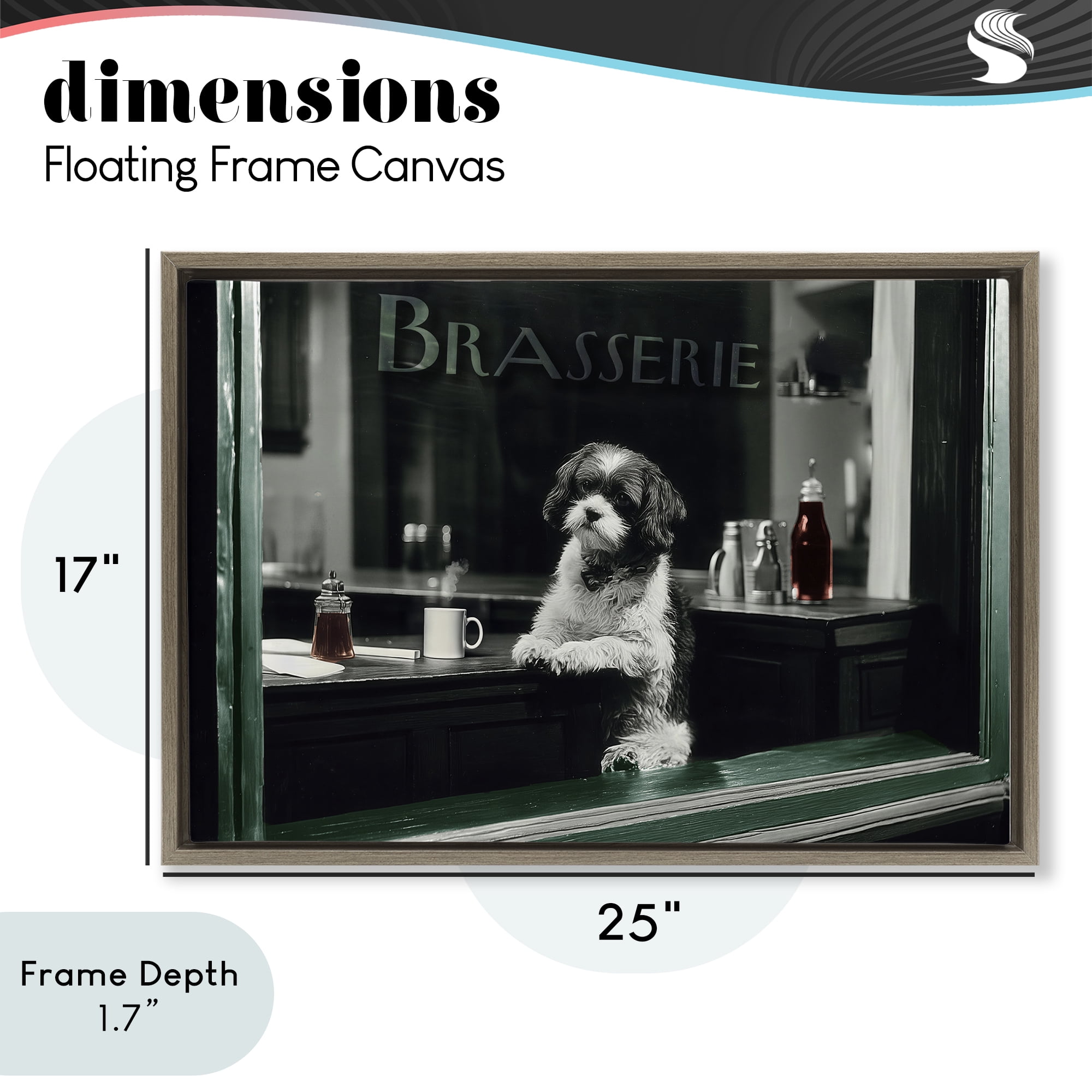Stupell Industries Brasserie Vintage Dog in Window Brown Framed Floater Canvas Wall Art, design by Annabelle Hall