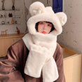 thumbnail image 2 of Gorro de oso bufanda integrada para mujer otoño e invierno lindo invierno felpa orejas con capucha cálida con capucha para todo fósforo, 2 of 5