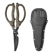Camillus 9" Multi-Function Game Shear with Wood and Bone Saw, Sheath, Serrated and Titanium Triple-Edge 3" Blade, Camo