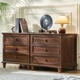 thumbnail image 7 of Farmhouse Nightstand with Charging Station & 24" Top,Bedside Table with 3 Drawers,Modern End Side Table for Bedroom, Brown, 7 of 7