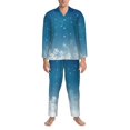 thumbnail image 3 of Susaid Christmas Snowflakes Print Men's Long Sleeve Pajama Set, Two-Piece Button-Down Loungewear PJs Set, Comfortable Sleepwear for Relaxation-X-Large, 3 of 7