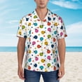 thumbnail image 2 of Fotbe Ladybugs And Flowers Camisa Hawaiana para Hombre Unisex – Camisa Casual de Verano con Botones de Manga Corta de Algodón y Lino,Small, 2 of 7
